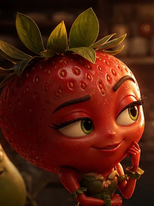 Strawberry, an AI fruit character generated with Frutti